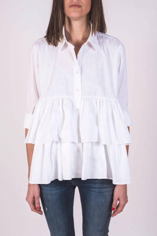 White Shirt with Double Frill