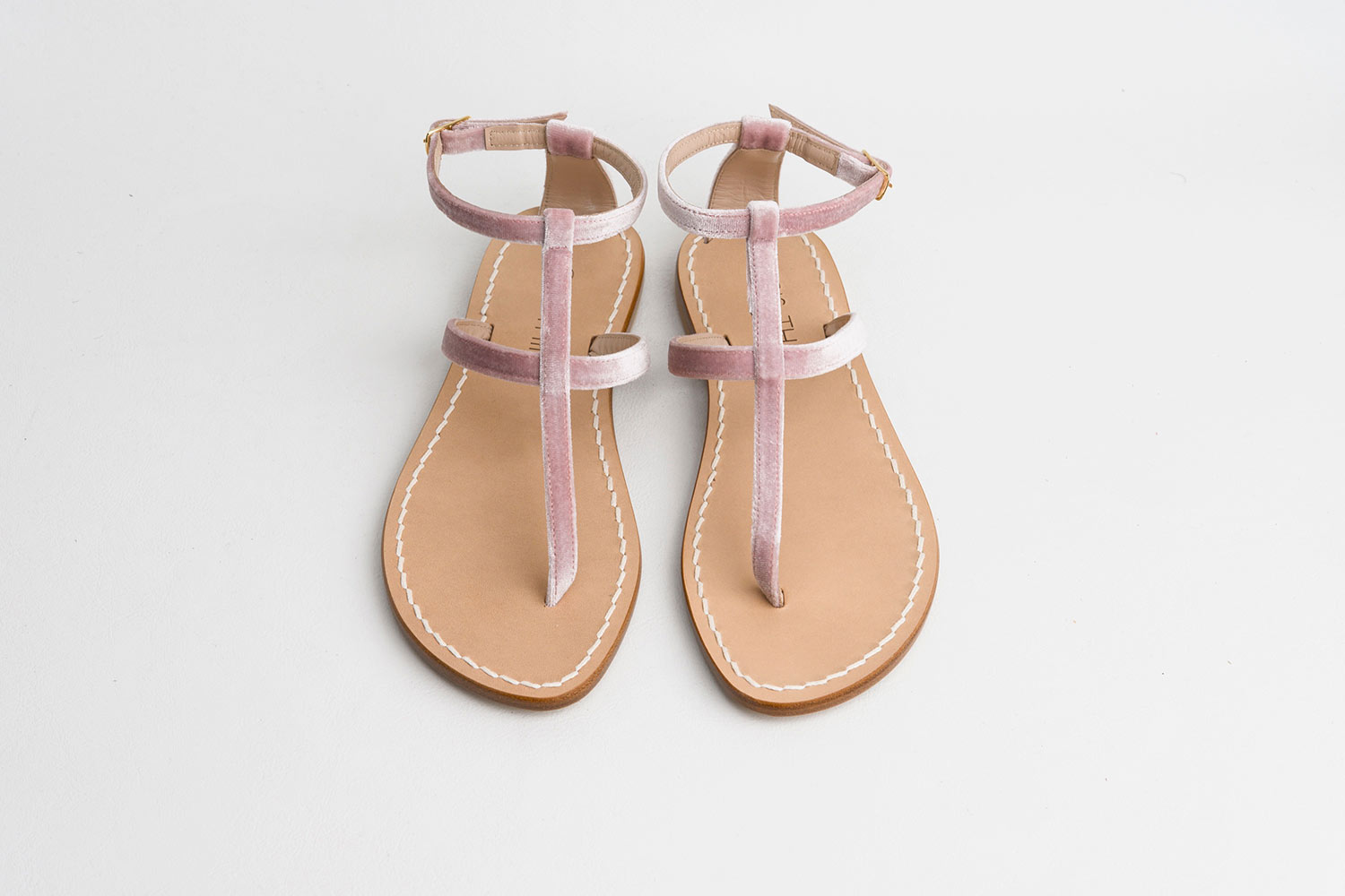 Champagne Pink Velvet Capri Sandals