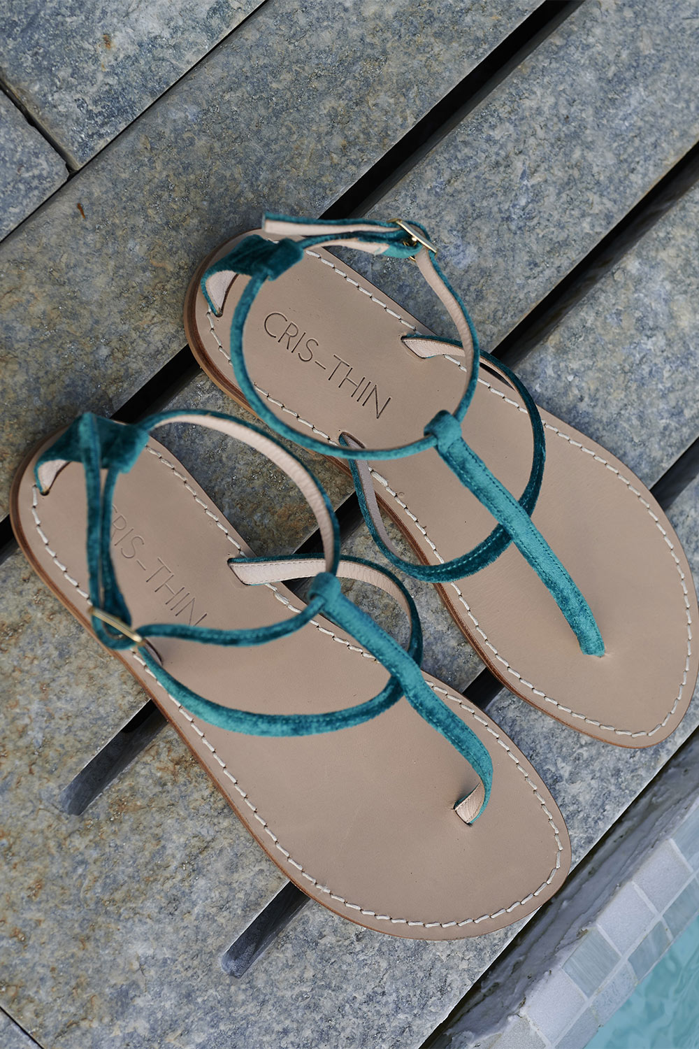 Petrol Green Capri Sandals