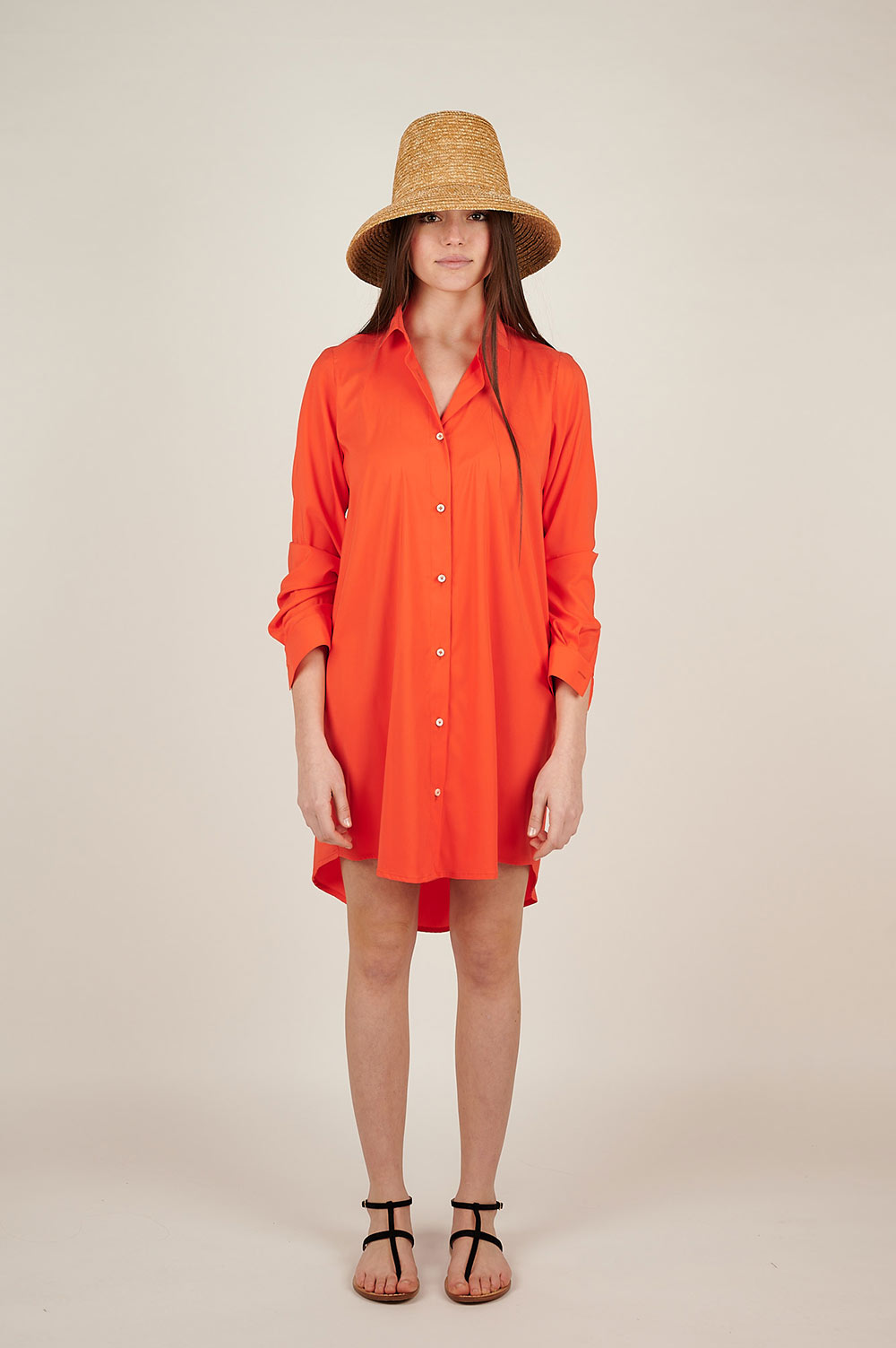 Orange shirt dress