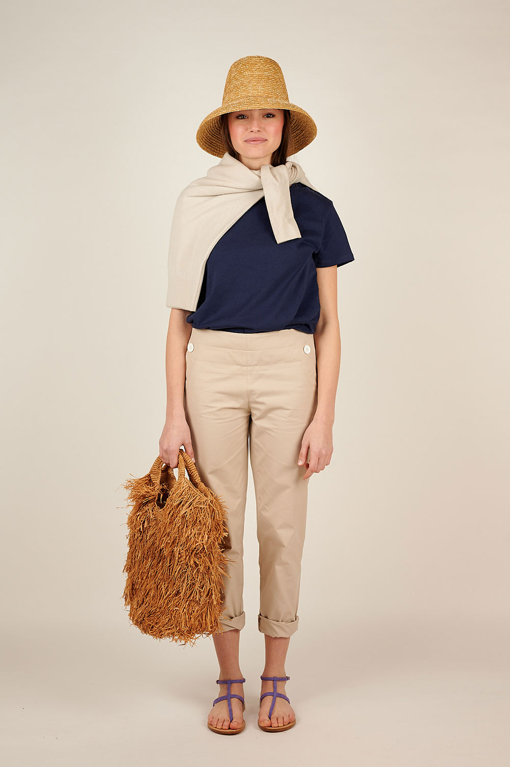 Pantaloni alla marinara beige