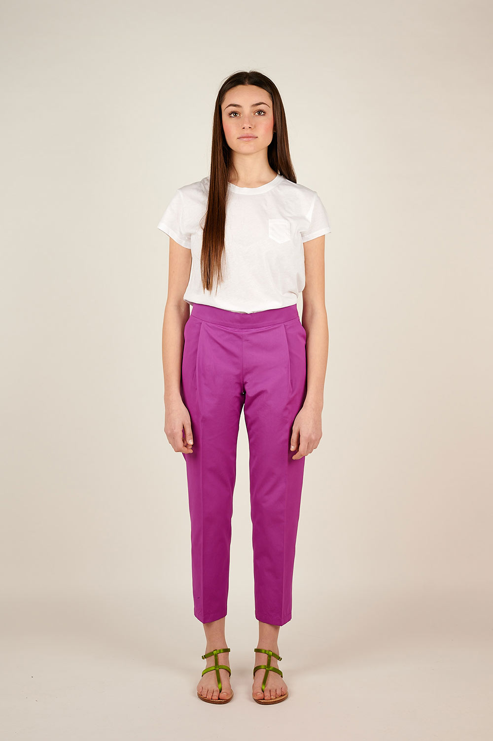 Pantaloni pieghe ciclamino