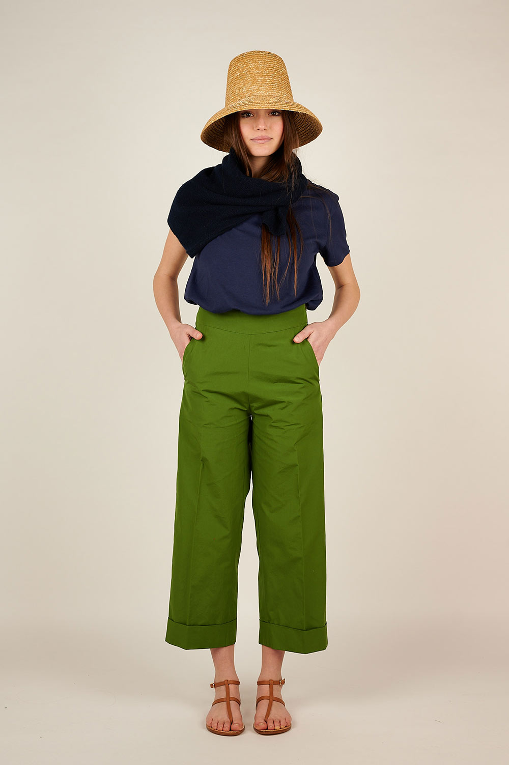 Green sartorial trousers